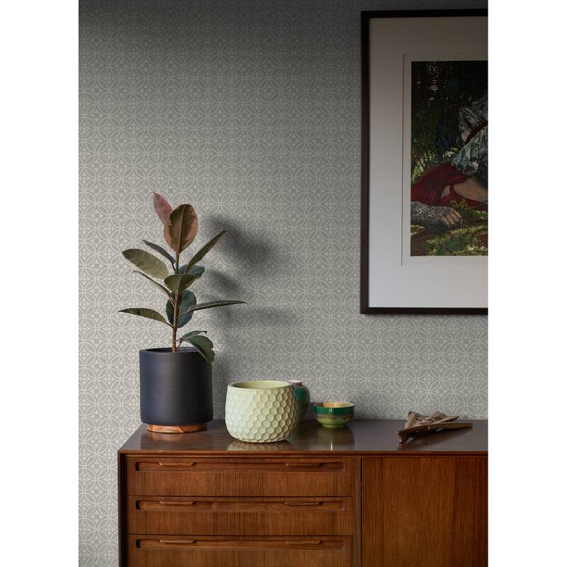 A-Street Prints Larsson Grey Ogee Wallpaper