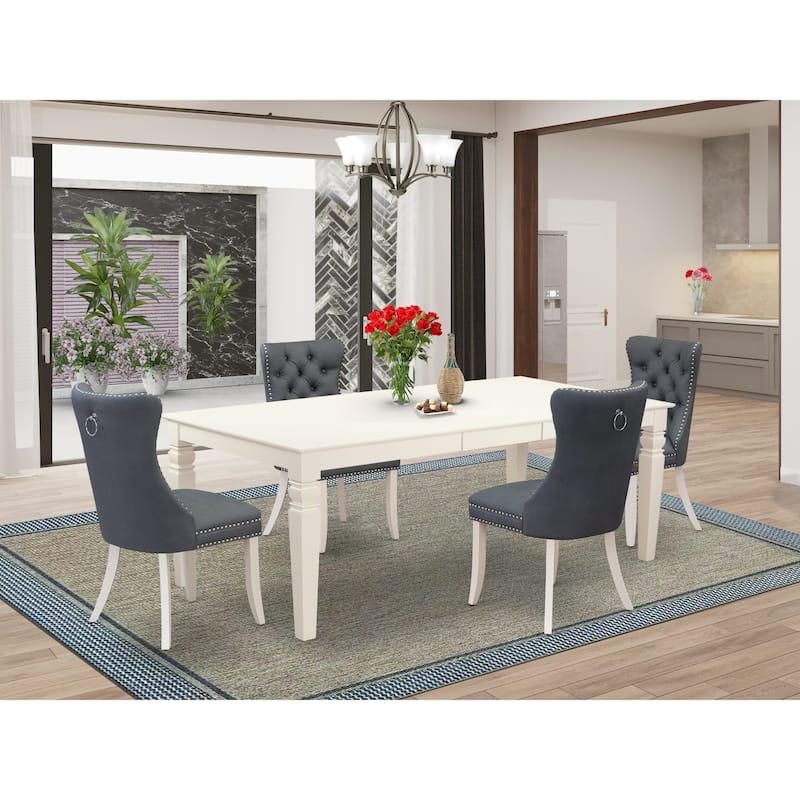 East West Furniture Kitchen Set Includes a Rectangle Dining Table and Upholstered Chairs, Linen White (Pieces Options) - LGDA5-LWH-13