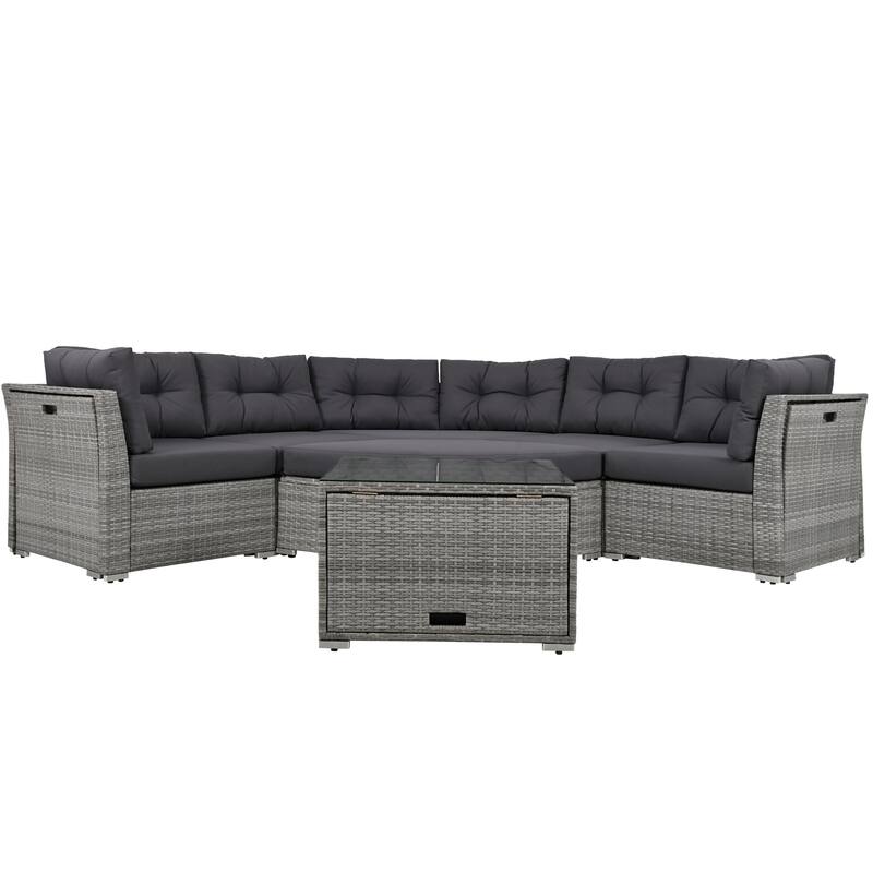9-Piece Outdoor Patio Sectional Sofa Set with Coffee Table, Free Combination