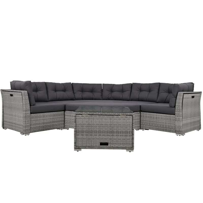 Patio Furniture Set Outdoor Furniture Daybed Rattan Sectional Furniture Set Patio Seating Group With Cushions and Center Table