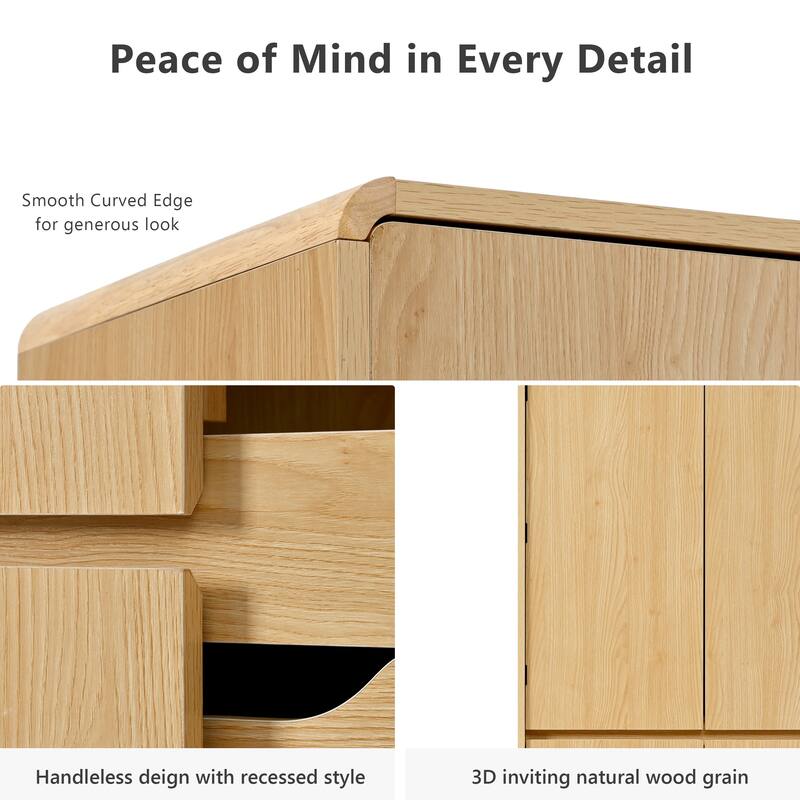 Farmhouse Kitchen Pantry Cabinet Storage Cupboard with 8 Door Shelves, 3 Adjustable Interior Shelves, Hidden Drawer