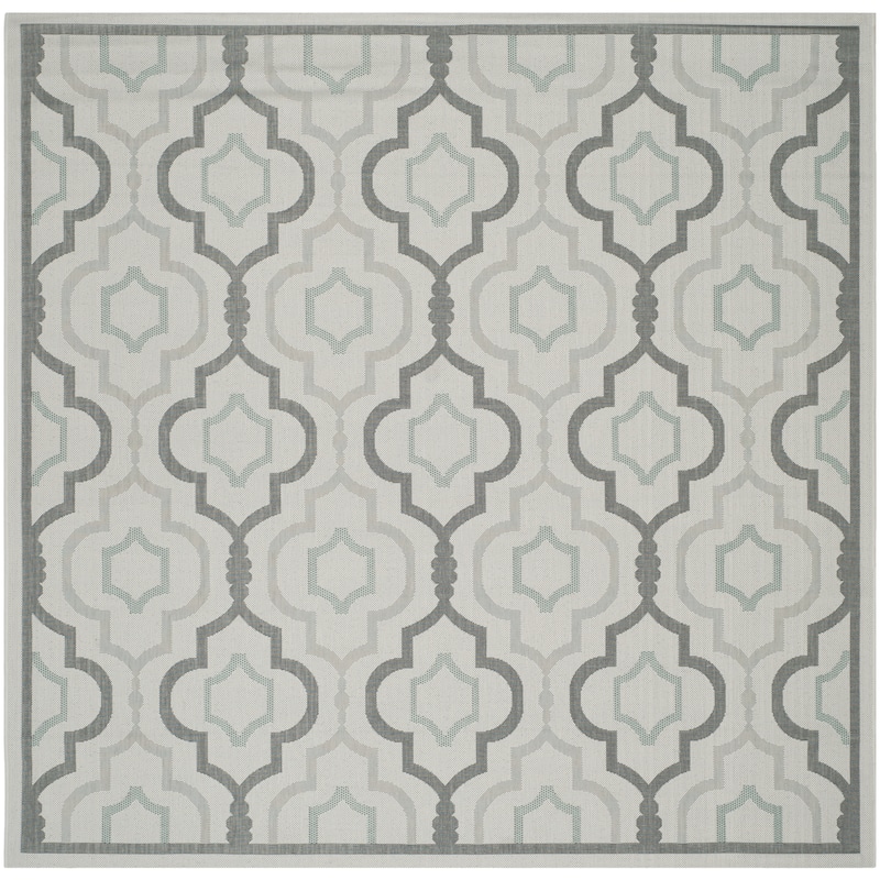 SAFAVIEH Courtyard Oyvor Indoor/ Outdoor Waterproof Patio Backyard Rug - 7'10" Square - Light Grey/Anthracite