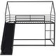 preview thumbnail 10 of 26, Modern Black Twin Over Twin House Bunk Bed With Convertible Ladder and Slide