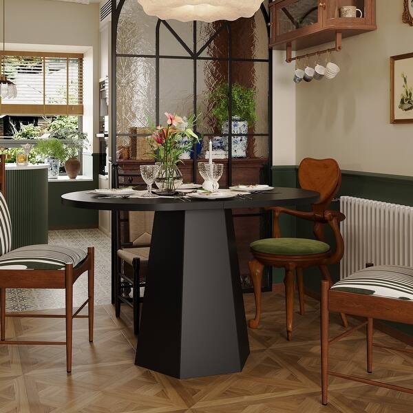 Modern Black Oval Dining Table – Elegant Centerpiece for Your Dining Space