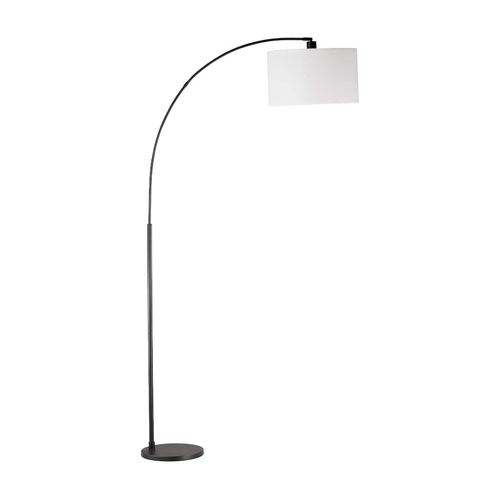 74.8" Black Mid-Century Modern Arch Floor Lamp with Multi-Angle Task Shade