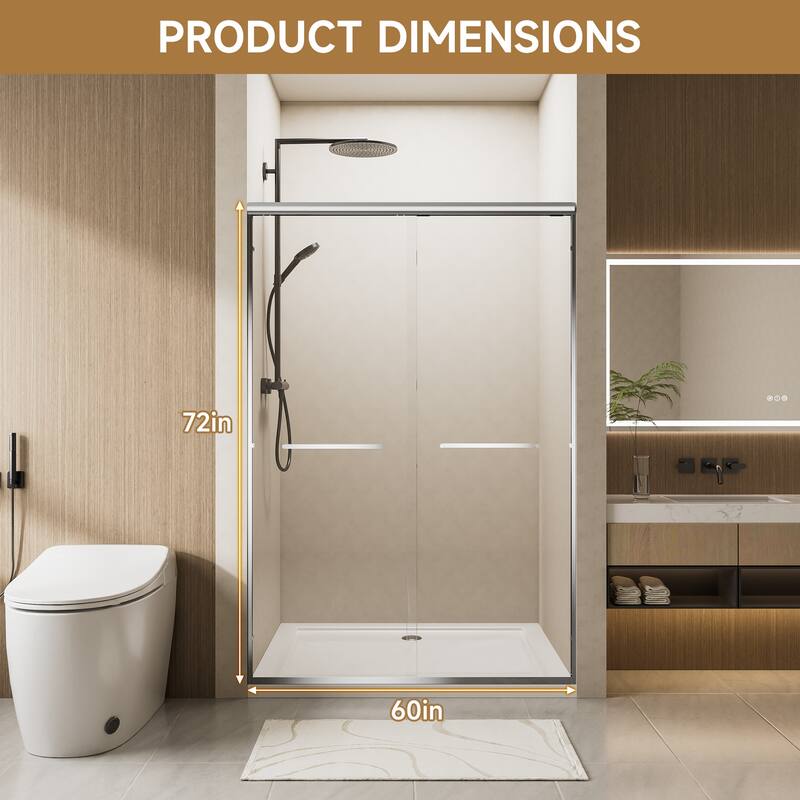 Chrome Aluminum Frame Double Sliding Shower Door