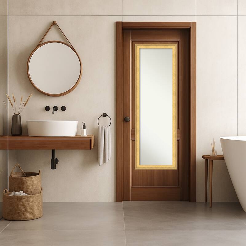Owen Non-Beveled Framed Full-Length On the Door Mirror - Owen Gold - 17 x 51 in