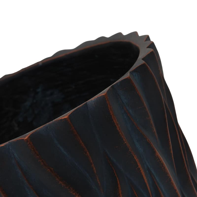 Large Round Planters Set of 2 (15.75"x14.96" & 12.2" x13.39") - Lightweight Plant Pot-Concrete Planter Pots with Drainage Hole