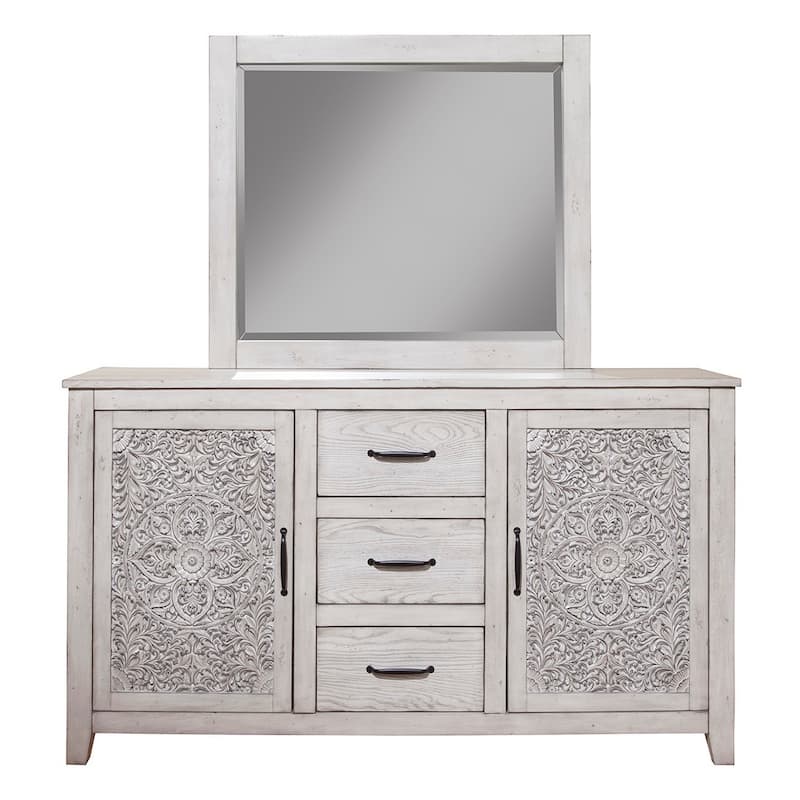 Origins by Alpine Aria Wood Dresser in Weathered Light Gray