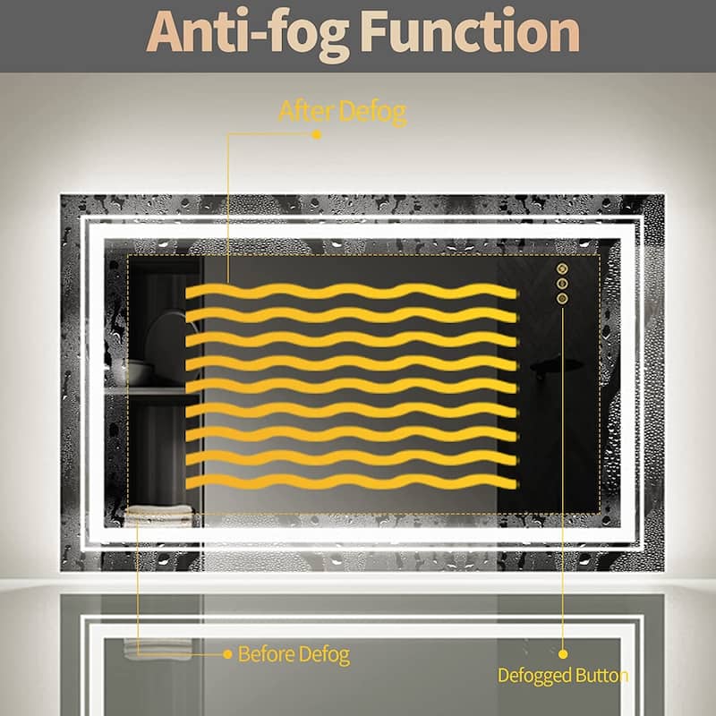 Rectangle Illuminated LED Bathroom Mirror Anti Fog Wall Mounted