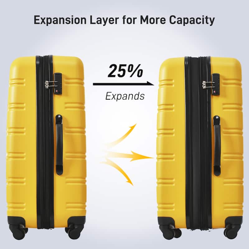 3 Piece Luggage Set Hardside Expandable Spinner Suitcase with TSA Lock Aluminum Handle 20" 24" 28"