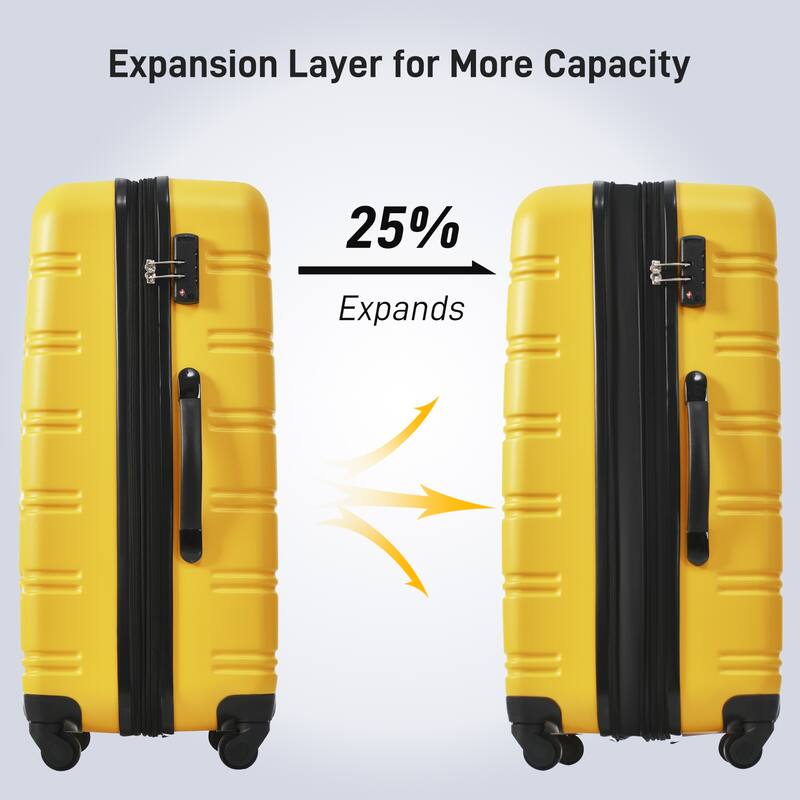 Hardshell Luggage Set 3-Piece with TSA Lock - 20", 24", 28" Spinner Suitcases, Lightweight ABS