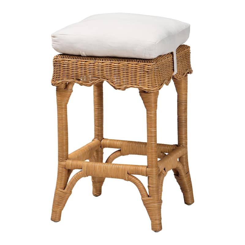 Muy Bohemian Scallop Honey Rattan Counter Stool - Honey