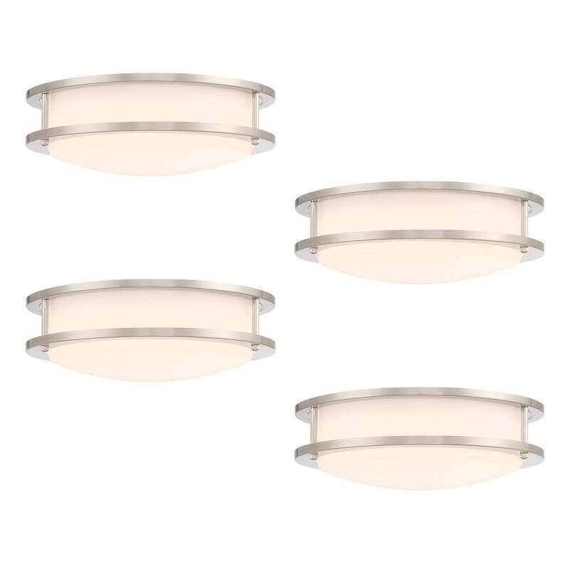 Designers Fountain DC Series 14 in. Modern Brushed Nickel Selectable 5 CCT Integrated LED Flush Mount for Bedrooms, 4-Pack - Silver