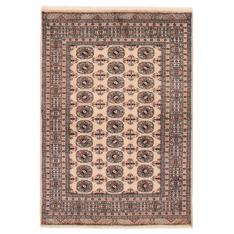 ECARPETGALLERY Hand-knotted Finest Peshawar Bokhara Beige Wool Rug - 4'2 x 6'0 - Beige - 4'2 x 6'0