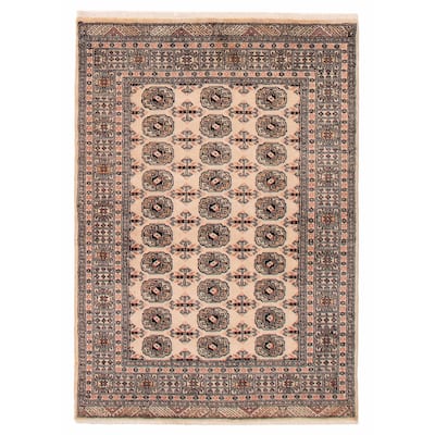ECARPETGALLERY Hand-knotted Finest Peshawar Bokhara Beige Wool Rug - 4'2 x 6'0