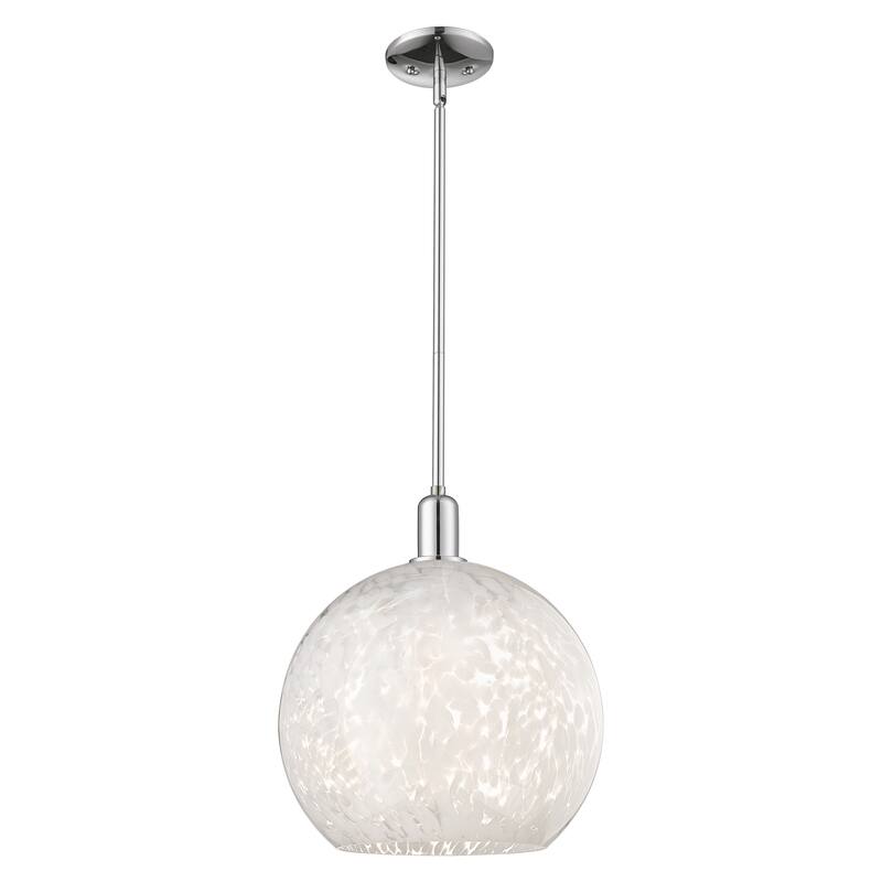 Innovations Lighting Endless Possibilities Arcadia - White Mouchette - 1 Light 14" Stem Hung Mini Pendant - Polished Chrome