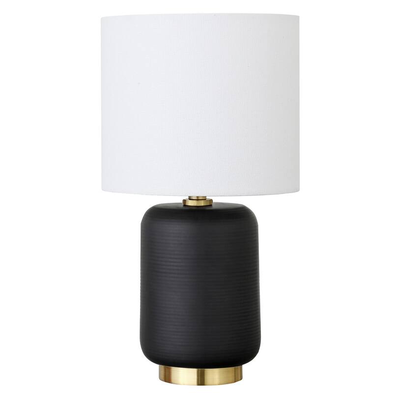 Ceramic Cylinder Table Lamp with White Drum Shade and Rocker Switch - 8” x 8” x 15” (D x W x H)