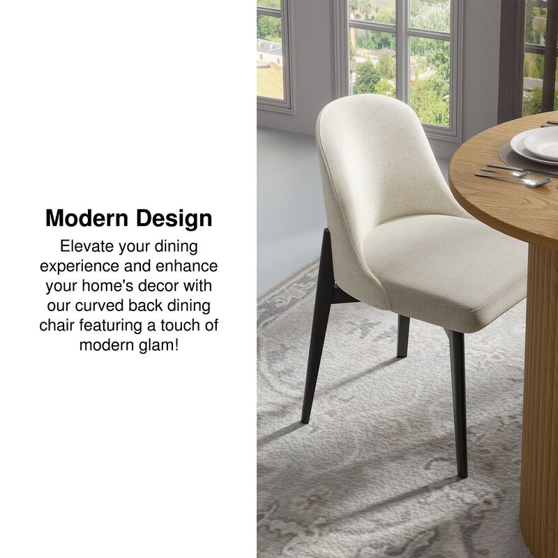 2Pcs Dining Chairs Modern Fabric Upholstered Kitchen Side Chairs with Natural Wood Legs Comfy Armless Side Chair