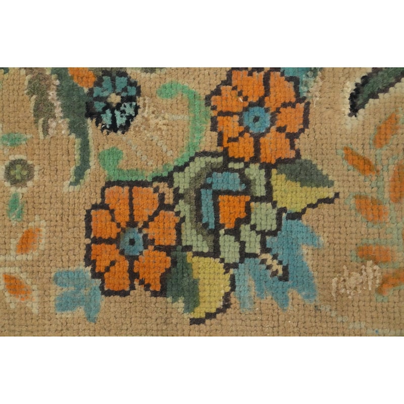 Hand Knotted Oriental 100% Wool Carpet Traditional Floral Yellow & Gold Tabriz Area Rug - 11' 0'' X 7' 11''