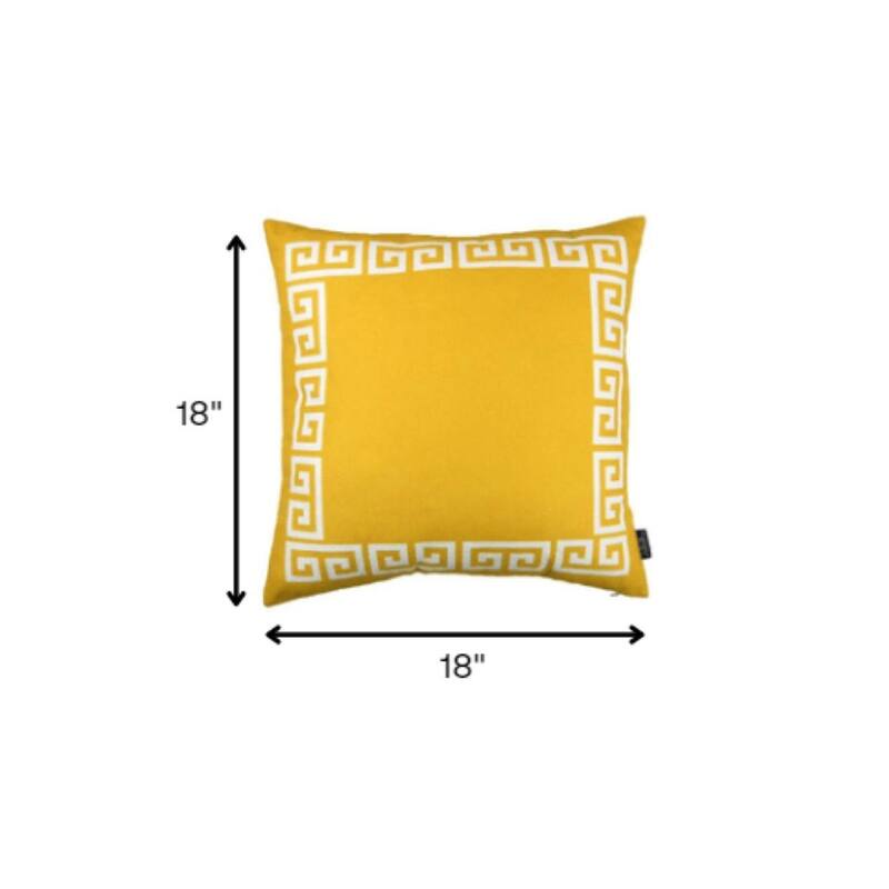 HomeRoots Yellow and White Greek Key Bordered Throw Pillow