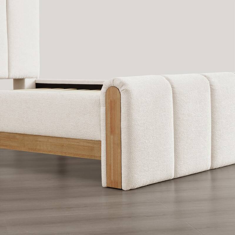 Spruce & Spring Upholstered Platform Bed with Channel-Quilted Headboard and Footboard