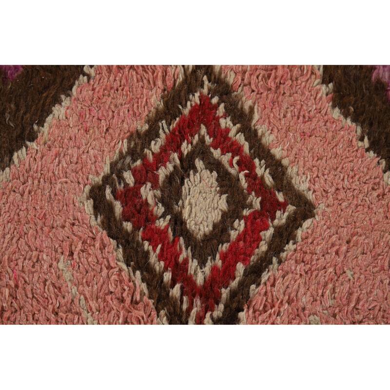 Plush Pink Moroccan Area Rug Hand-Knotted Tribal Wool Carpet - 7'11" x 10'8"