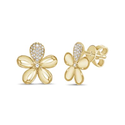 Joelle Collection 14K Yellow Gold Diamond Flower Earrings