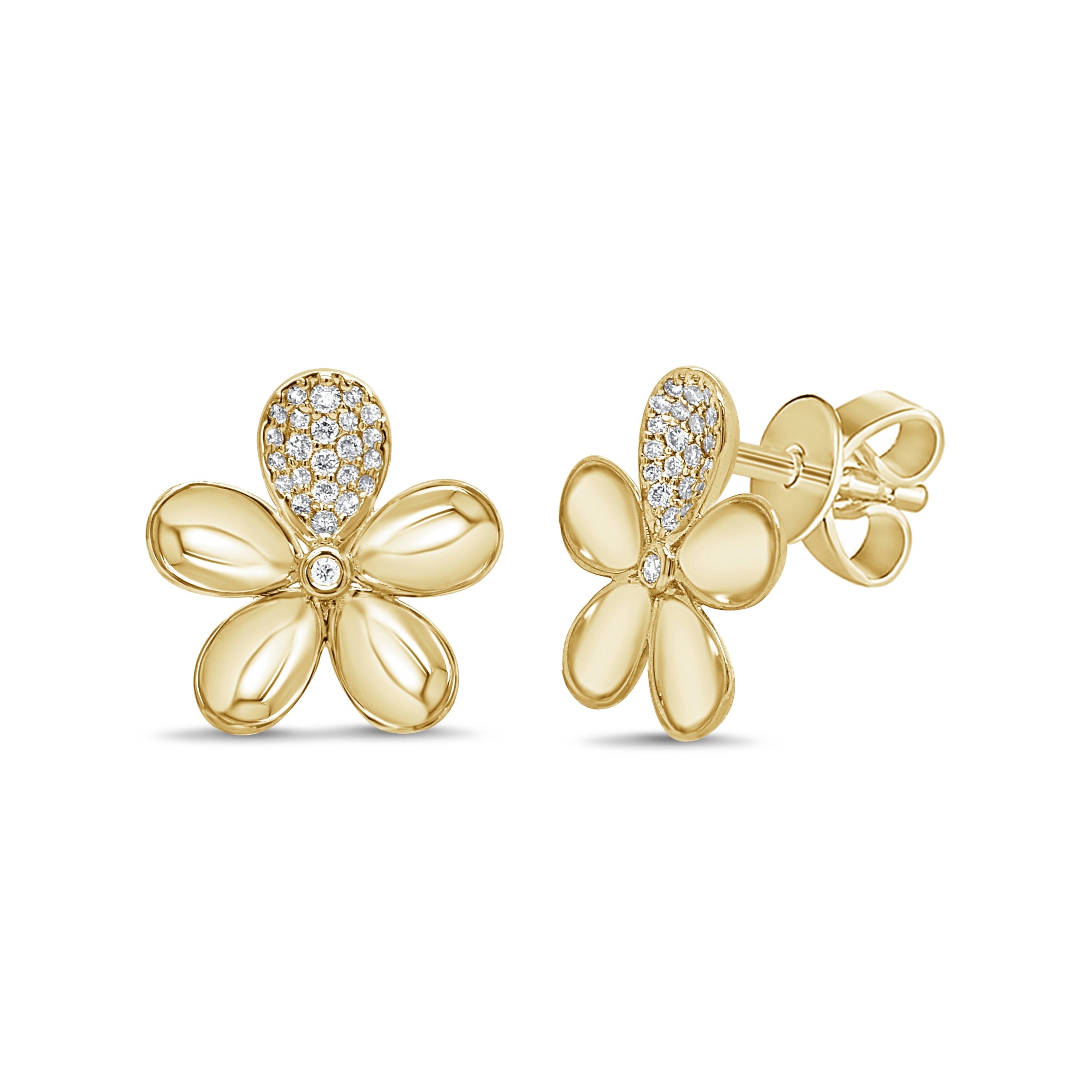 Joelle Collection 14K Yellow Gold Diamond Flower Earrings