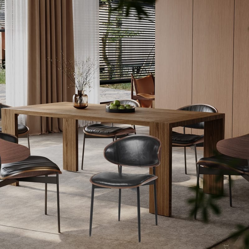 Set of 2 Modern Dining Chairs – Italian-Inspired Bentwood Frame with Matte Metal Legs & Premium PU Leather Upholstery‌
