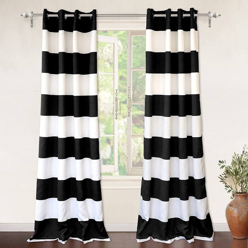 DriftAway Mia Woven Stripe 100% Blackout Thermal Insulated Window Curtain