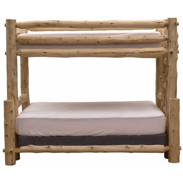Rustic And Natural Cedar Queen And Single Ladder Right Log Bunk Bed Overstock 32659738