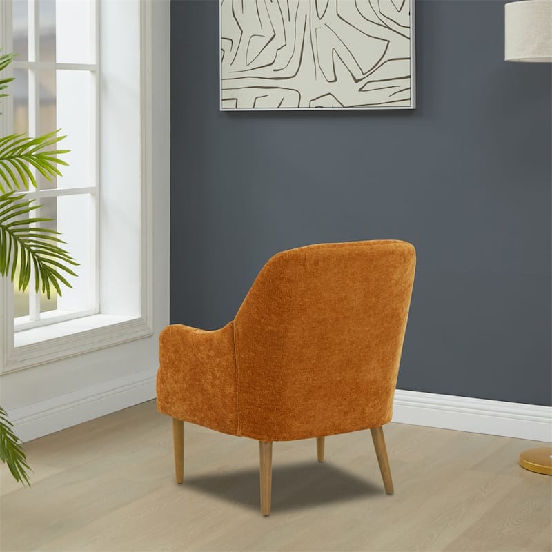 Chenille Armchair,Modern Style Accent Chair w/Wood Legs,Comfy Design