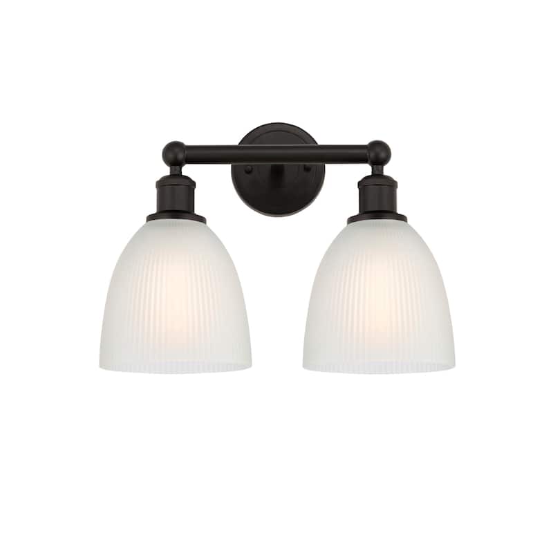 Innovations Lighting 616-2W-12-15 Castile Vanity Castile 2 Light 15" - Oil Rubbed Bronze / White