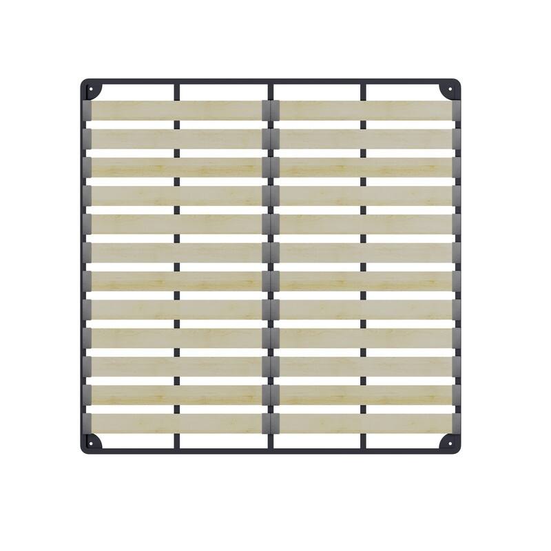 Queen/King Size Upholstered Platform Bed with Oversized Padded Backrest, Low Profile Bed Frame Floor Bed with Thickening Slats