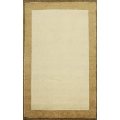 Hand Knotted Oriental 100% Wool Carpet Modern Geometric Beige & Ivories Gabbeh Area Rug - 11' 6'' X 8' 3''