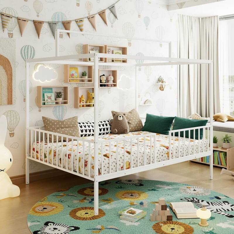3-in-1 Convertible Montessori Metal Floor Bed by Harper&Bright Designs