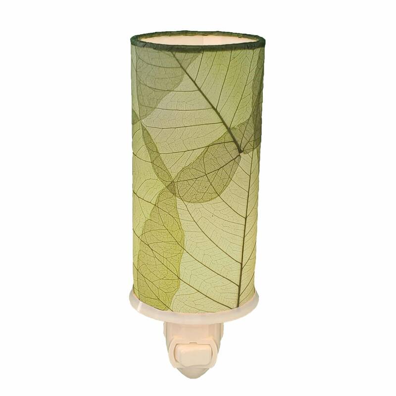 Cylinder Nightlight, Cocoa Leaves Shade, 3 x 3 x 7 in. - 3 x 3 x 8