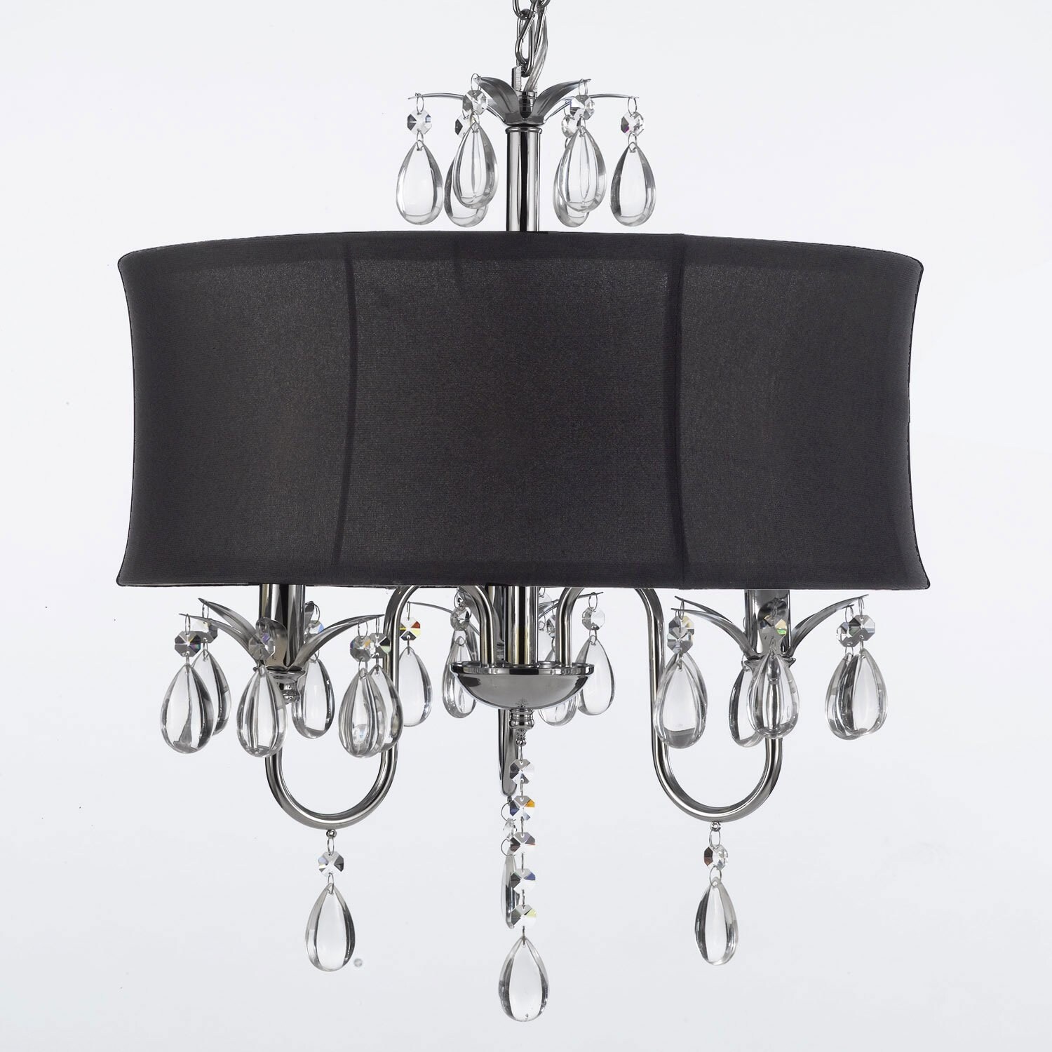 Black drum shade chandelier with crystals sale