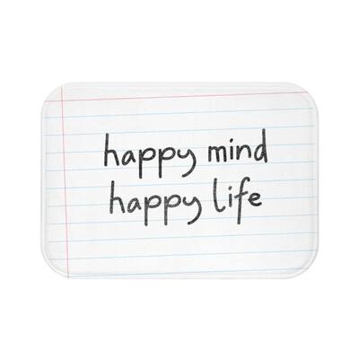 Happy Mind, Happy Life Pencil Font Bath Mat by Daily Boutik