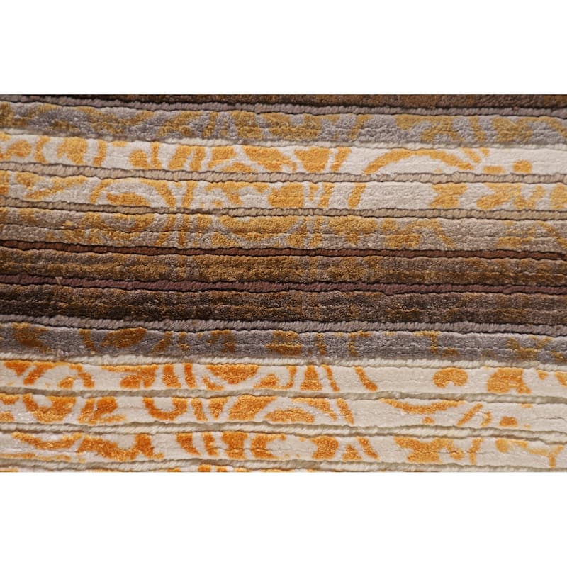 Striped / Abstract Oriental Accent Rug Handmade Wool Carpet - 2'9"x 4'9"