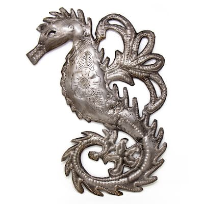 Porch & Den Embossed Seahorse Recycled Metal Wall Art (Haiti)