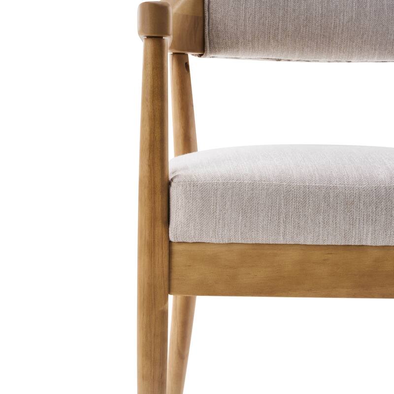 Christopher Knight Home - Mid-Century 5-Piece Set Wood Dining Table Set with 4 Upholstered Arm Chairs