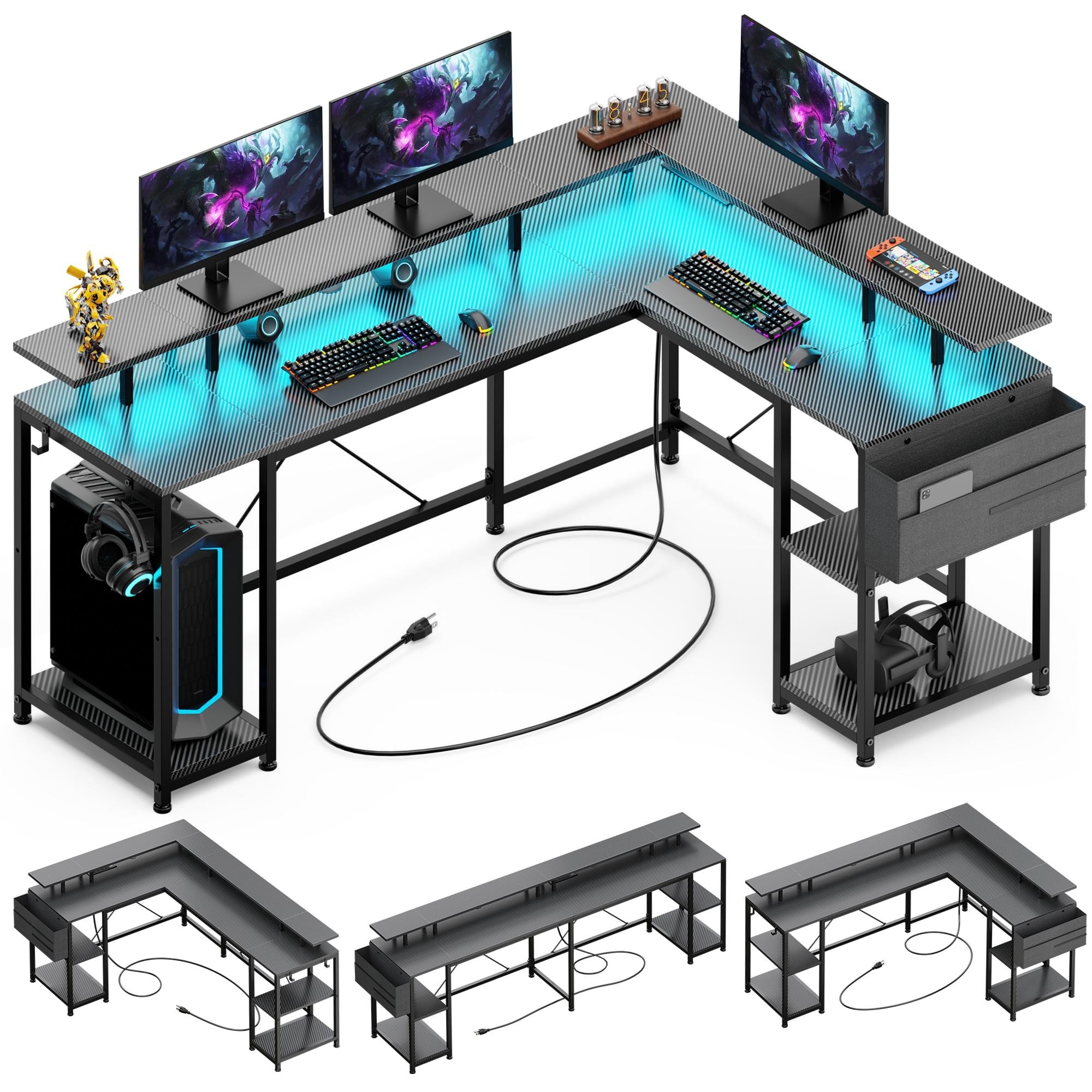 Jamesdar Core Black/Gray Power Gaming L Desk