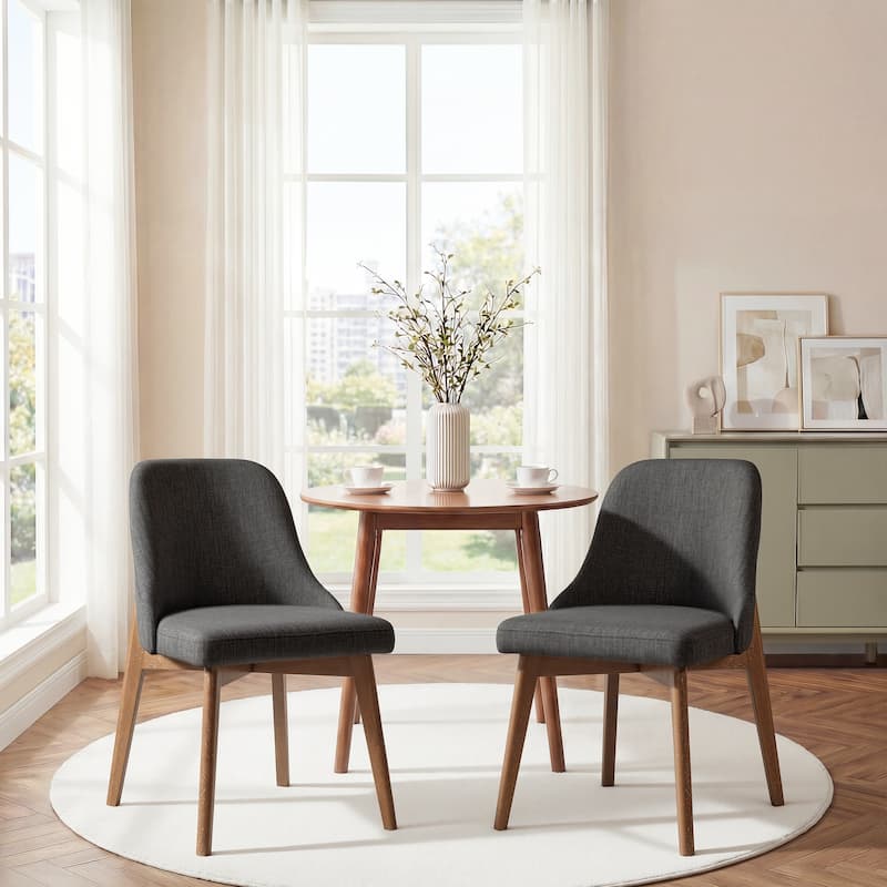 Upholstered Side Chair Dining Chairs Kitchen Chairs with Wood Legs Set of 2 - Weathered Oak-Dark Gray