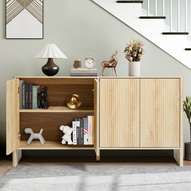 57in.W Wooden 4-Door sideboard/Buffet Storage Cabinet