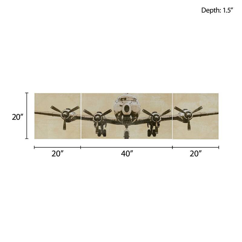 Intelligent Design Flight Time Triptych 3-piece Canvas Wall Art Set - Grey