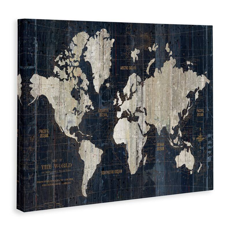Stupell Distressed Antique World Map Rustic Aesthetic Canvas Wall Art - Off-White
