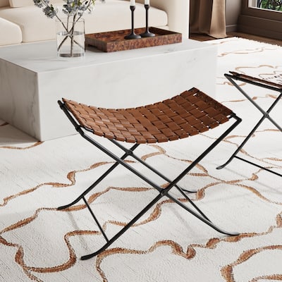 Butler Karma Brown Woven Leather Stool