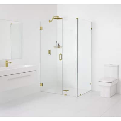 Glass Warehouse 78" x 46" x 32" Frameless 90 Degree Shower Enclosure - Wall Hinge
